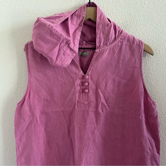 J Jill Pink Hooded Dress 100% Linen Lagenlook Neutral Casual Large - Picture 4 of 7
